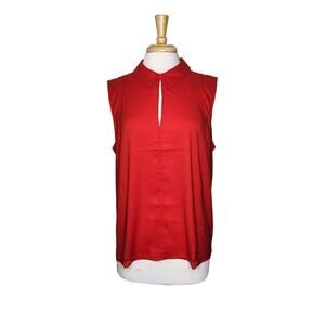 Ann Taylor Collared Sleeveless Blouse in Red Size XL NWT